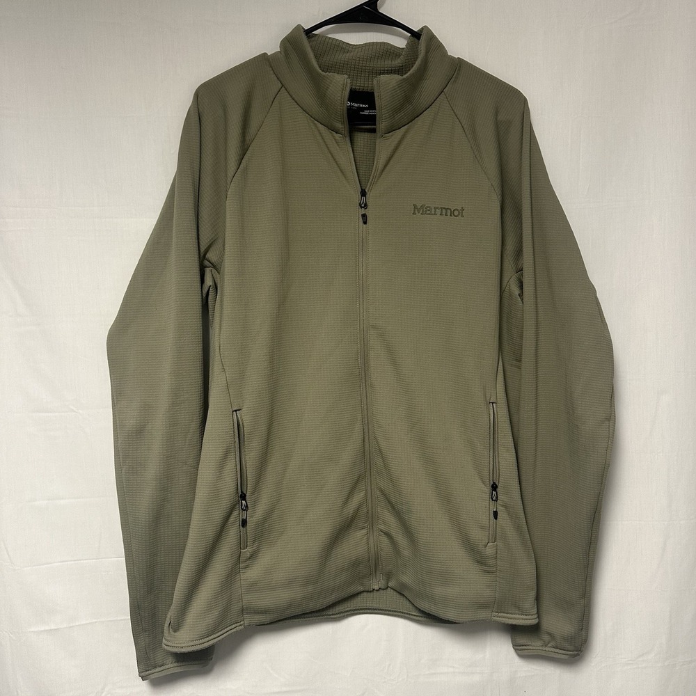 Marmot Men's Size Med Leconte Fleece Full Zip Jacket Green Layer Basic